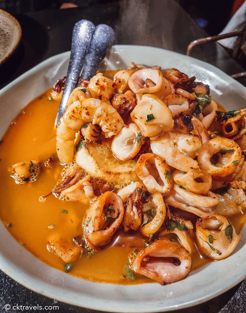 Shrimp and squid stew at Cantina 32, Porto, Portugal. Copyright CK Travels