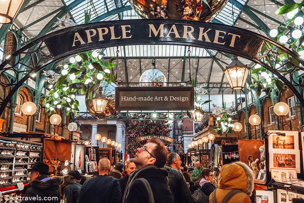 Covent Garden Christmas market in London. Copyright CK Travels