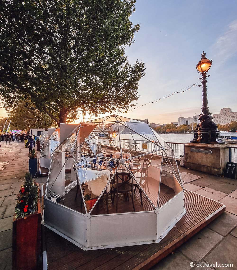Jimmy's Lodge, Christmas igloos on South Bank London. Copyright CK Travels