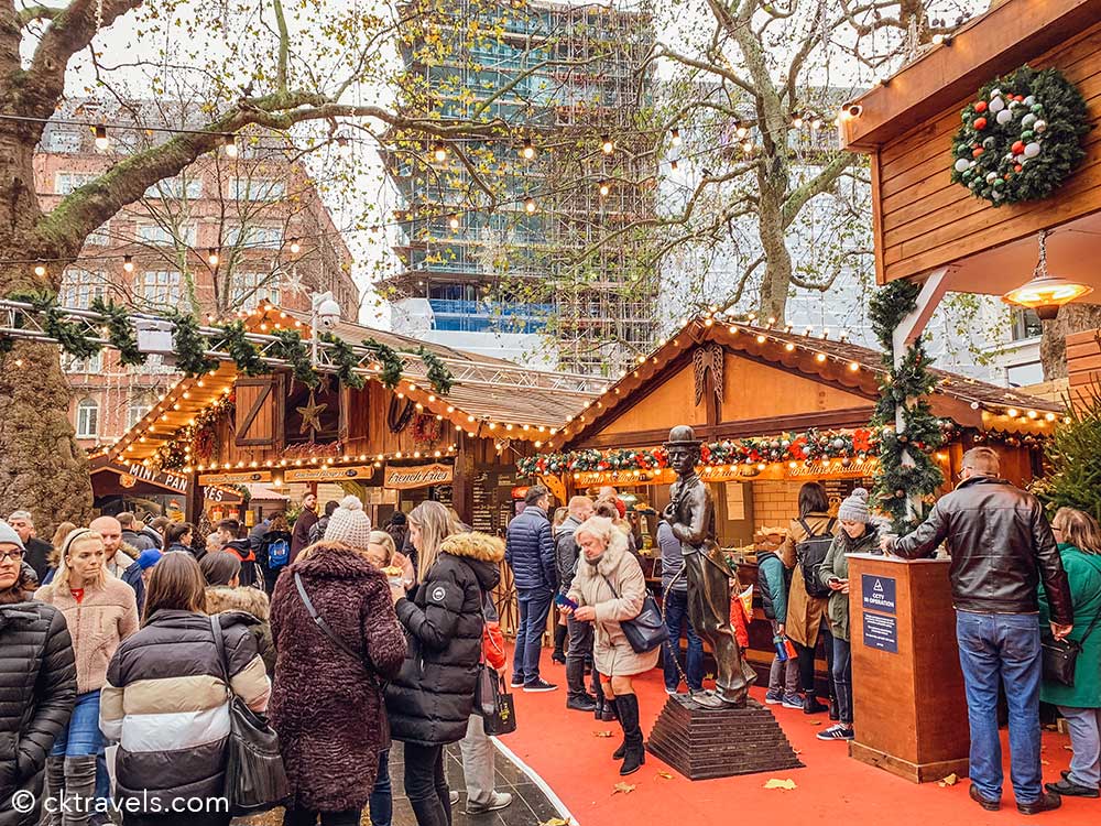 Leicester Square Christmas Market in London. Copyright cktravels