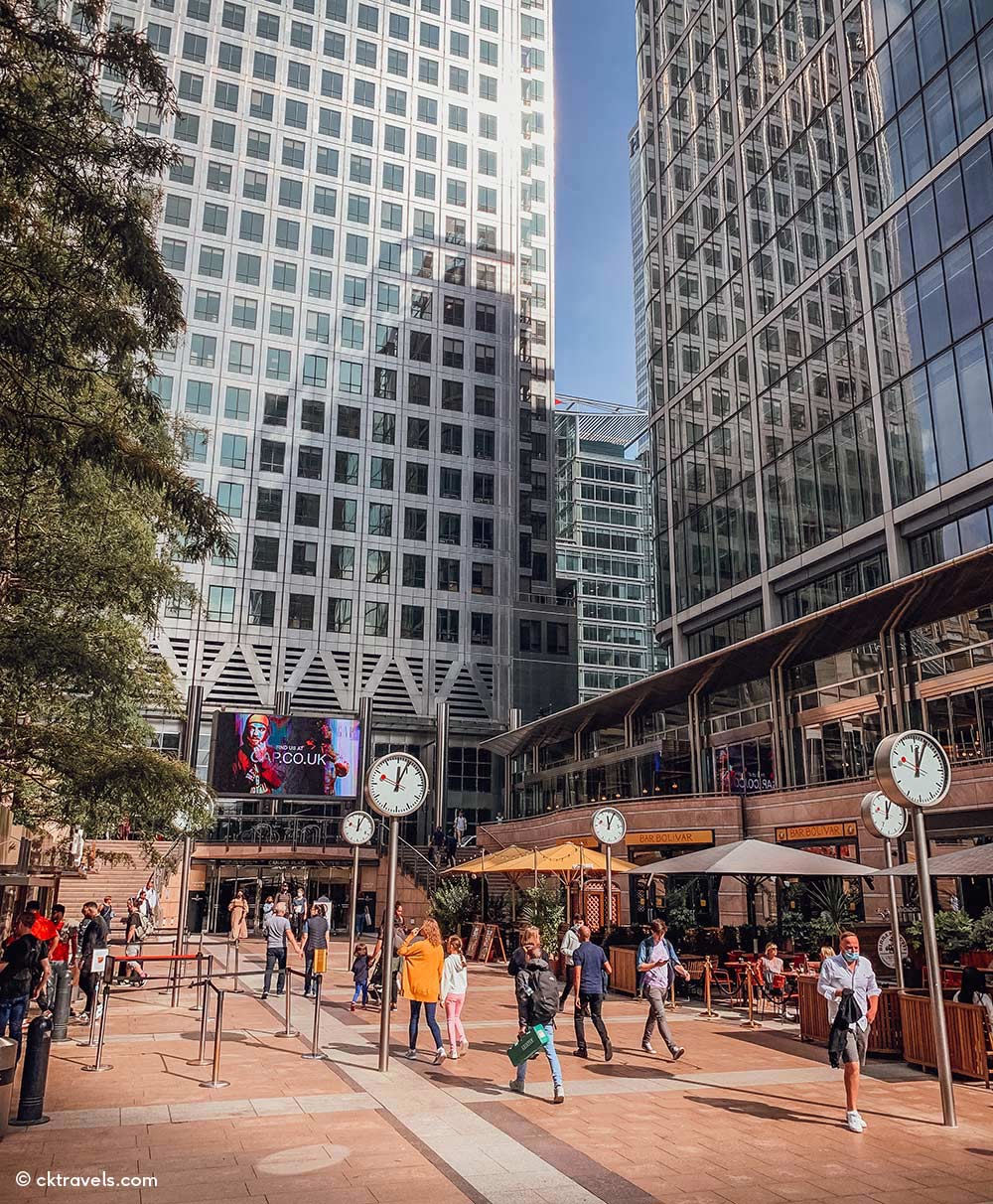 Canary Wharf. Best places in east London. Copyright CK Travels