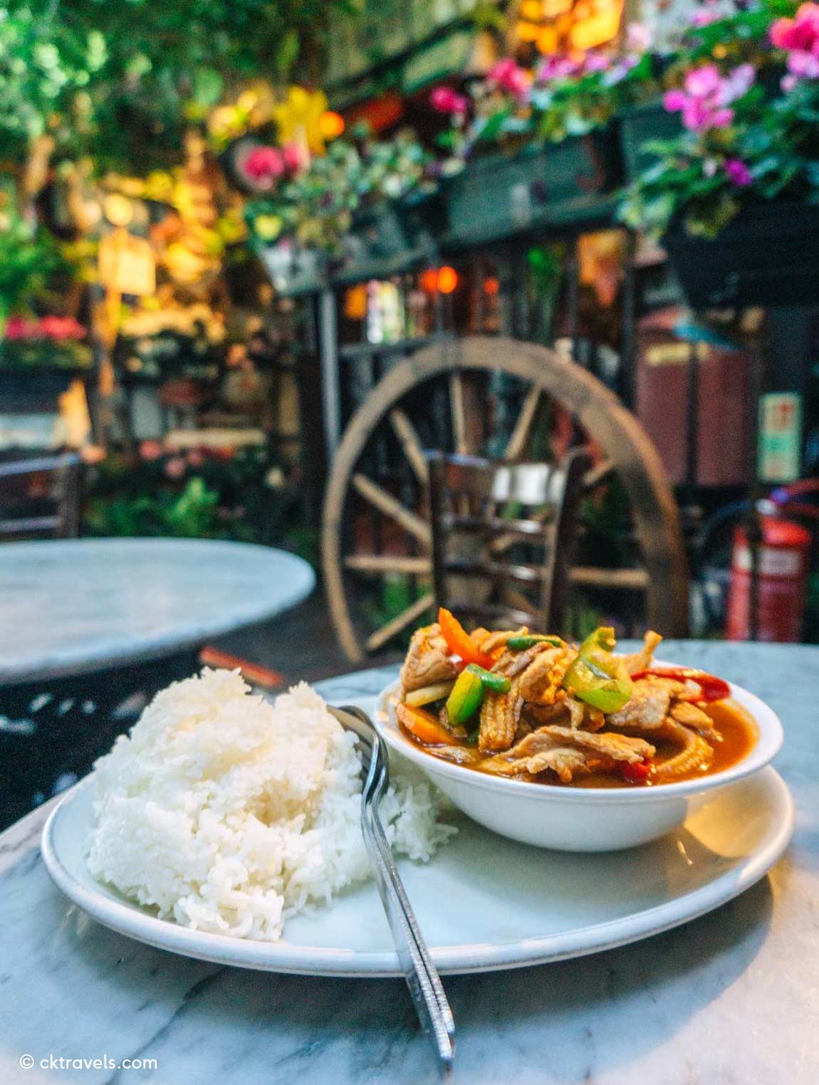 Thai food at the Thai restaurant at The Churchill Arms