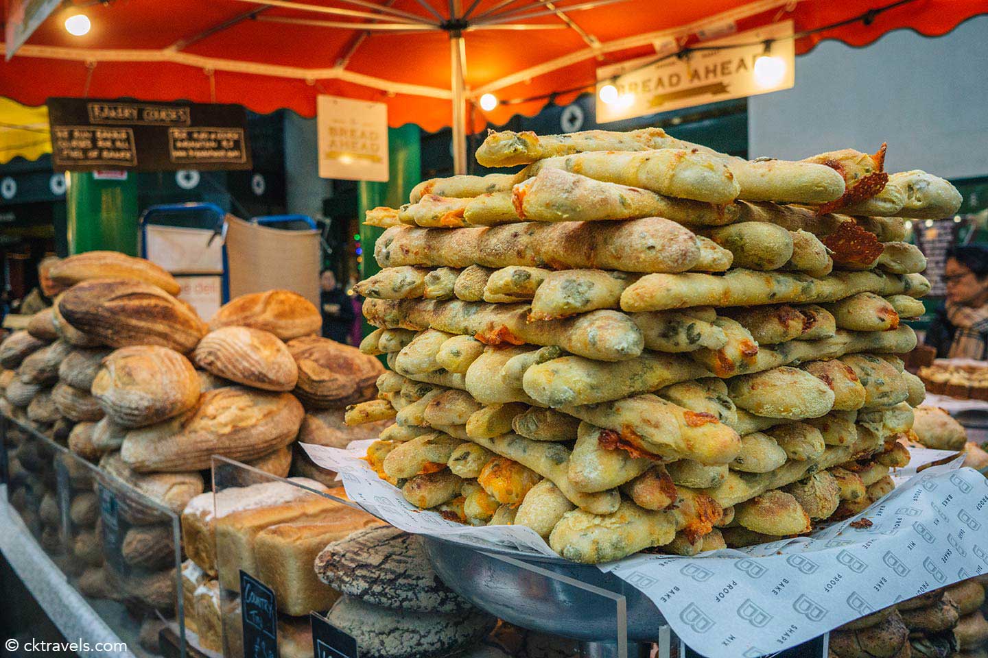 olive bread stall at Borough Market guide - London's most famous food market