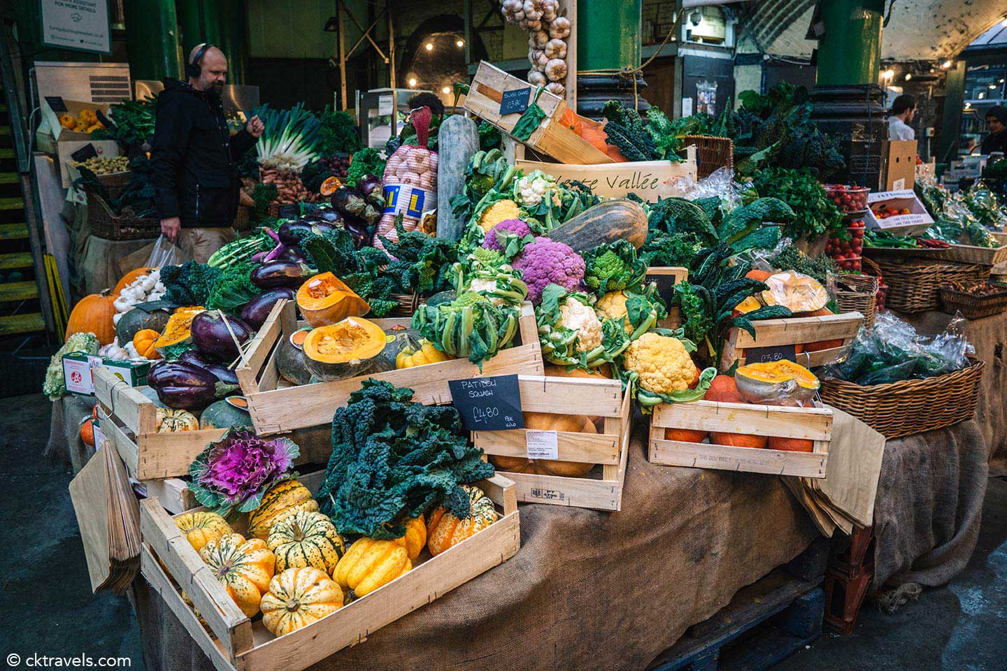 vegetable stall at Borough Market guide - London's most famous food market