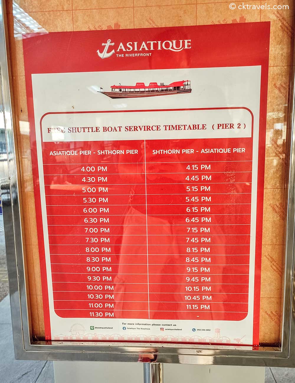 Asiatique night market free shuttle boat service timetable