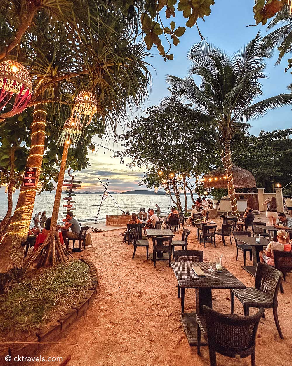 Sunset Happy Hour at The Sand Beach Club in Ao Nang Krabi Thailand