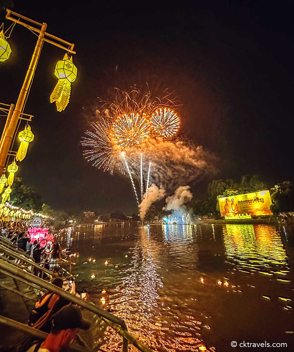Fireworks at Loy Krathong and Chiang Mai lantern festival 