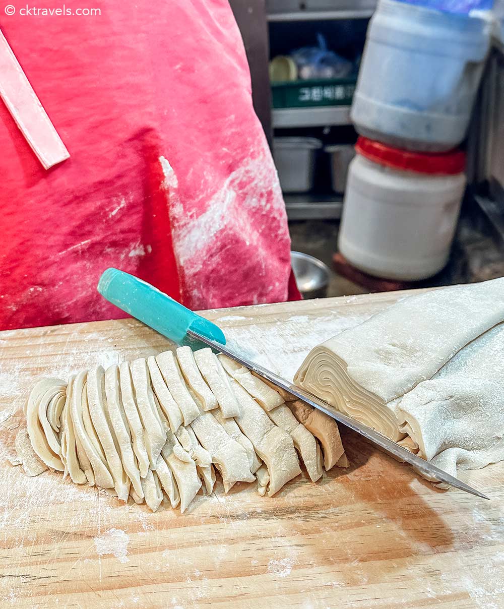 Knife-cut noodles (Gohyang Kalguksu) at Gwangjang Market Seoul