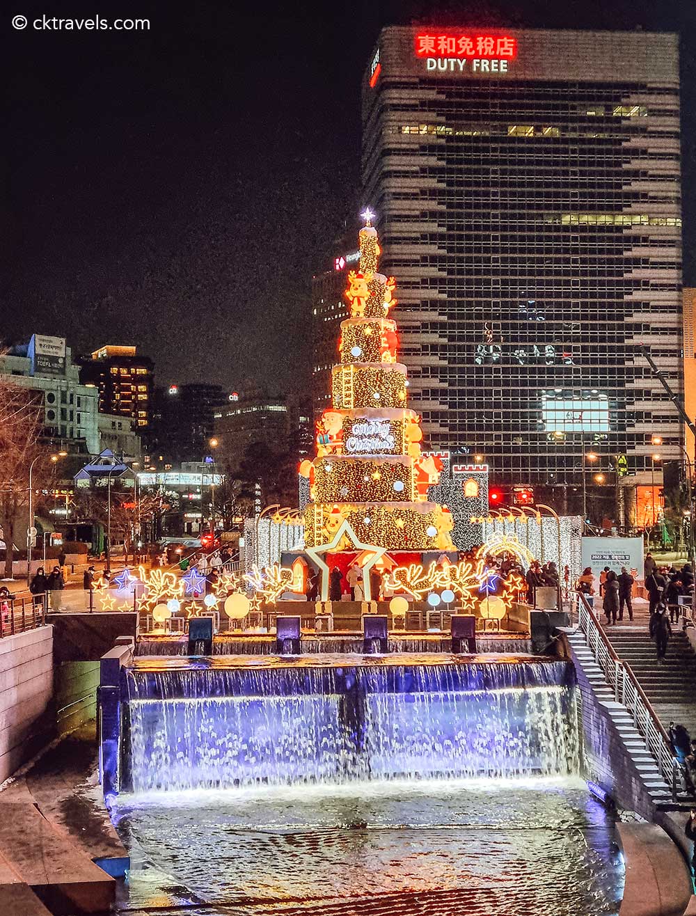 Cheonggyecheon River Walk Seoul christmas lights