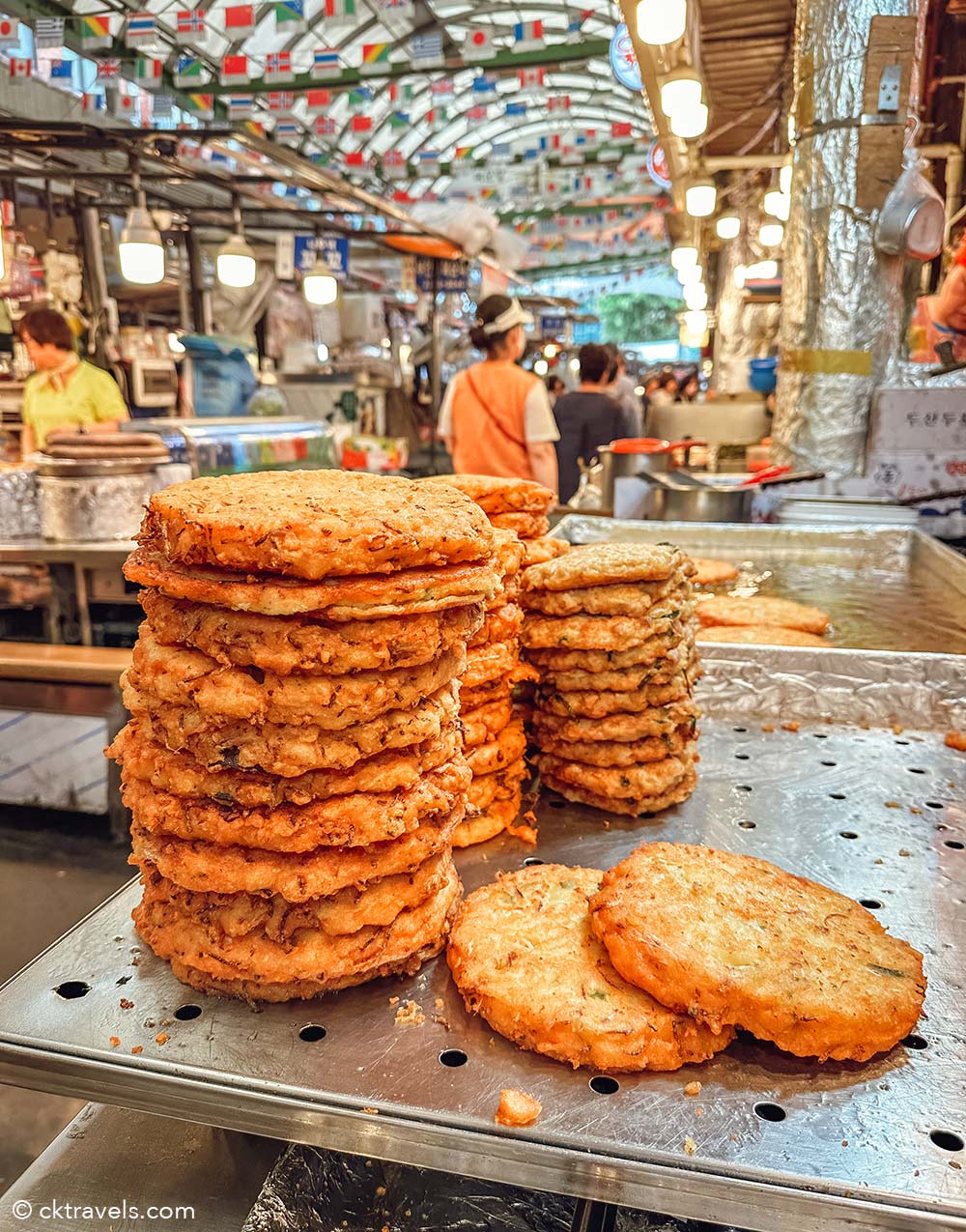 Mung Bean Pancake (Bindaetteok) Gwangjang market Seoul