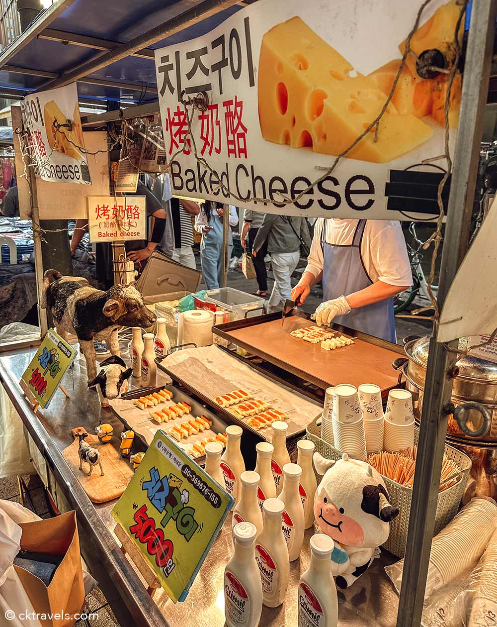 Baked cheese at Myeongdong Night Market in Seoul