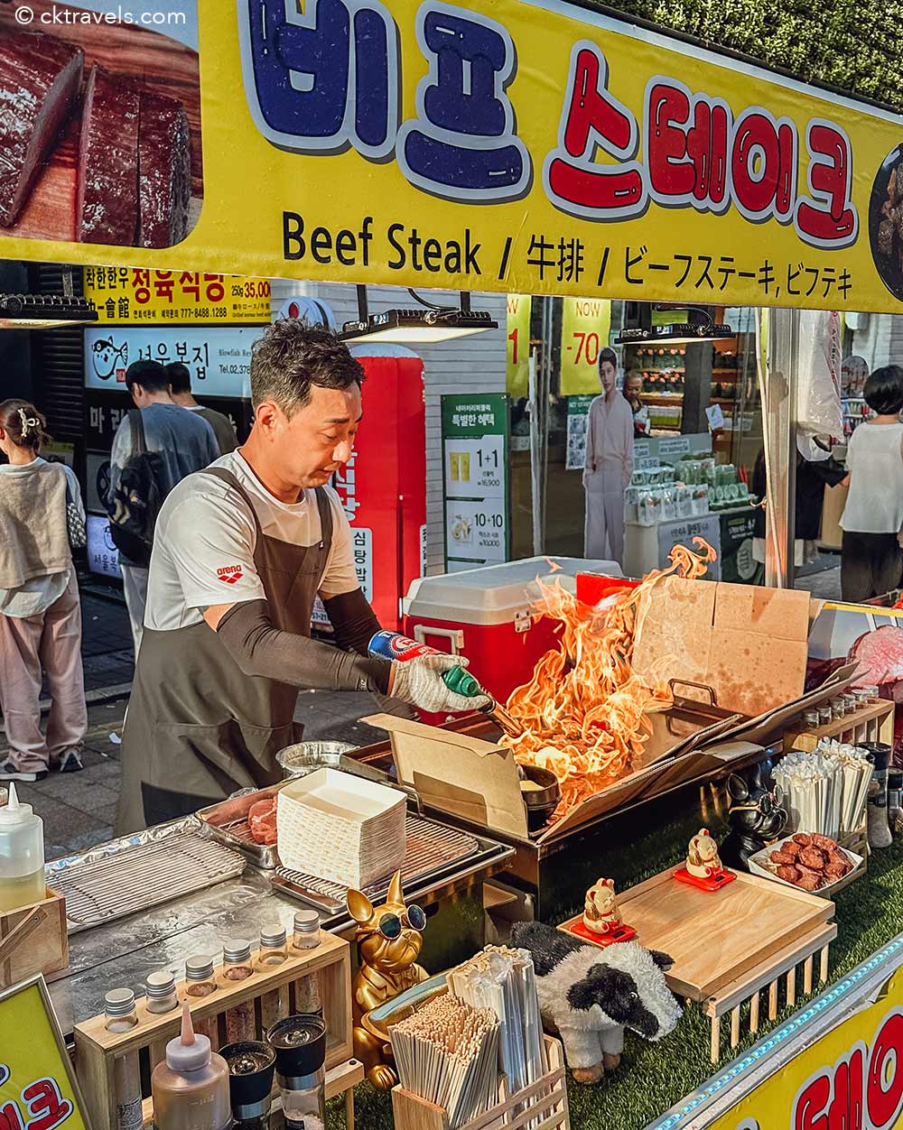 Blowtorched Beef at Myeongdong Night Market in Seoul