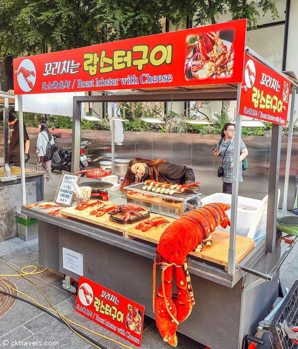 Grilled Lobster with Cheese stall in Seoul South Korea