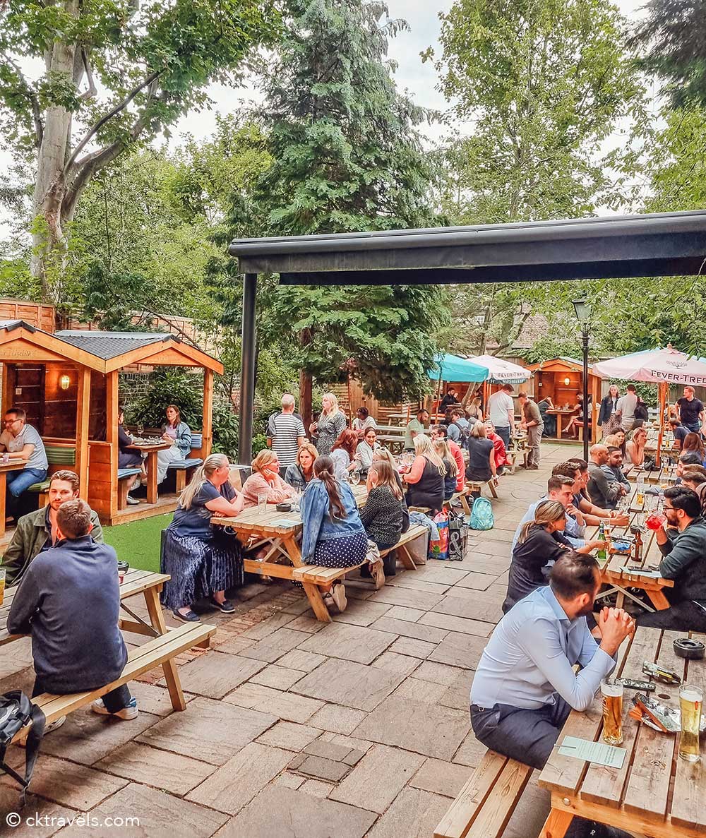 The Queen’s Head Pub beer garden, Brook Green West London