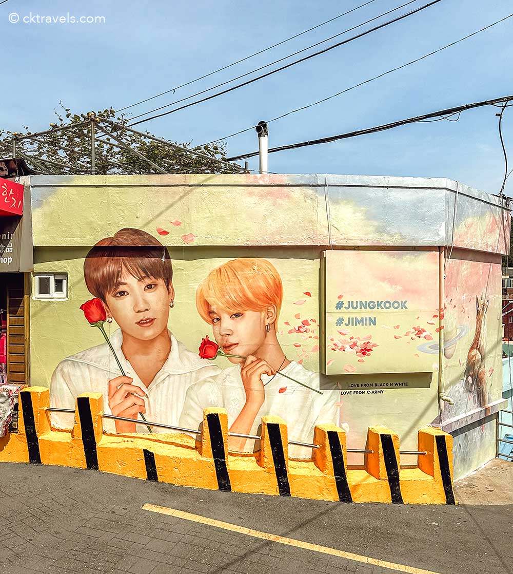 The Mural Of Jungkook & Jimin from BTS  Busan Gamcheon Cultural Village
