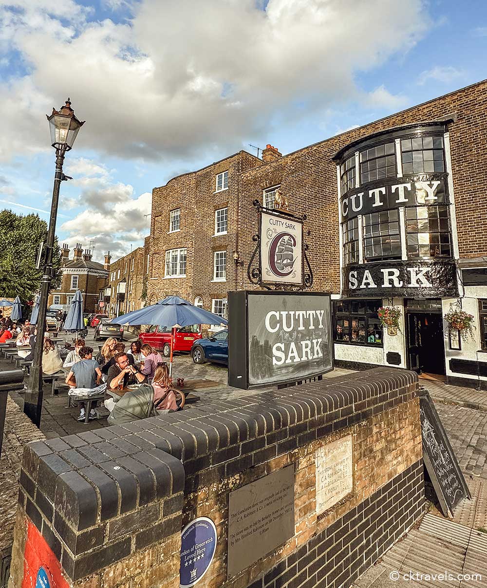 Cutty Sark pub beer garden in Greenwich London
