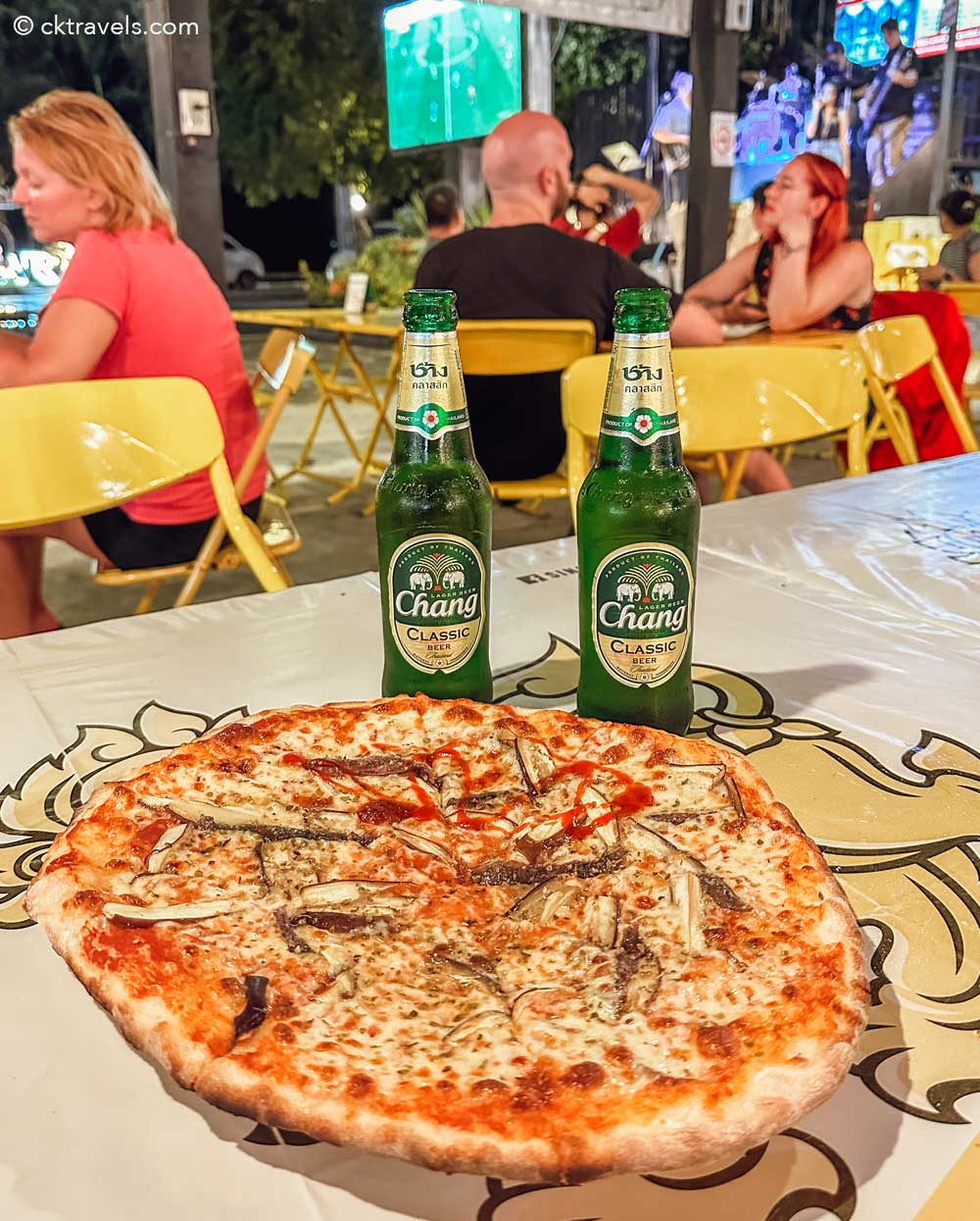 Ao Nang Landmark Night Market pizza and beer Krabi
