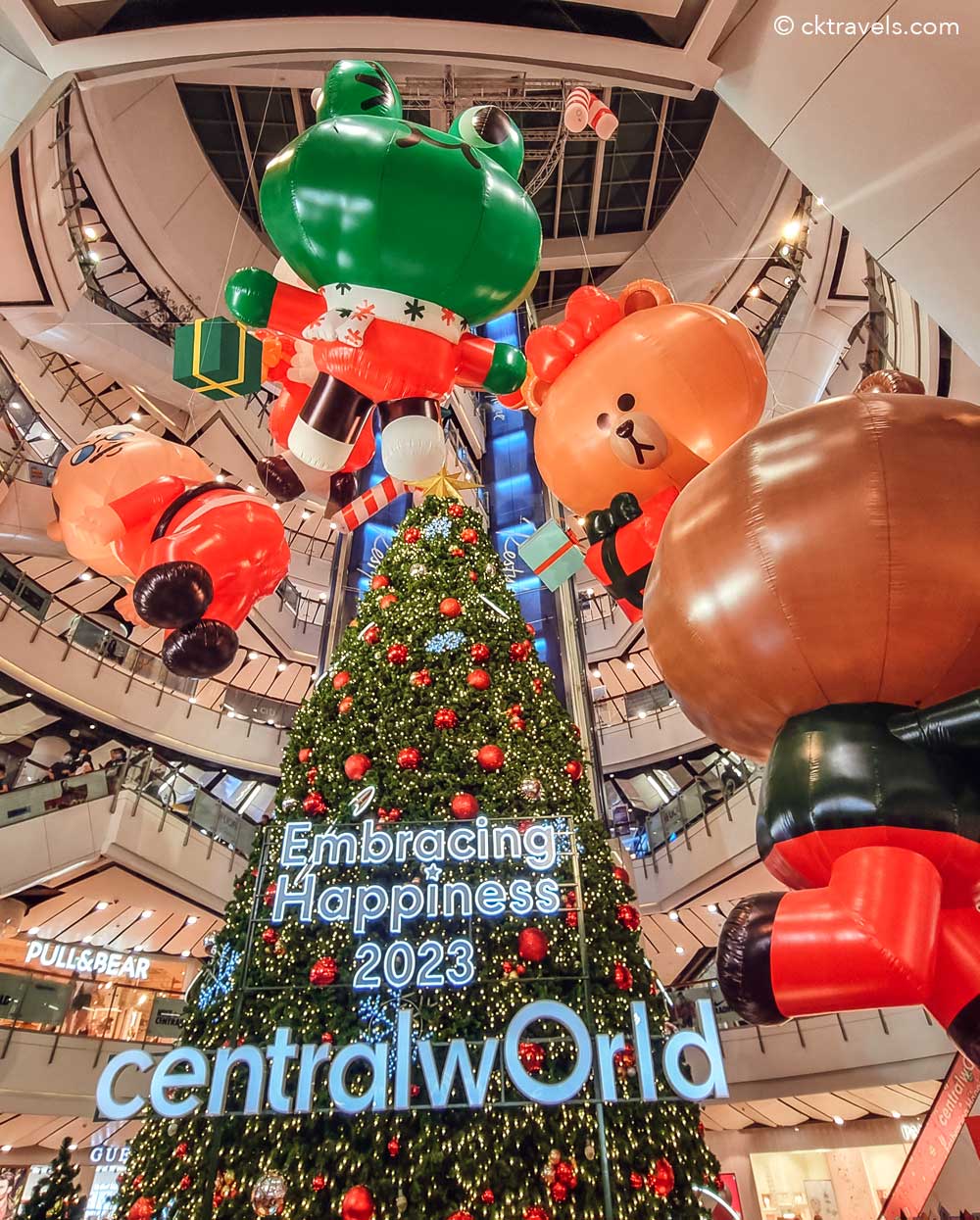 Bangkok CentralWorld mall at Christmas Line Friends decorations and lights