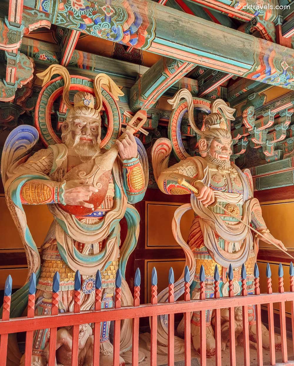 carved statues Bulguksa Temple in Gyeongju, South Korea
