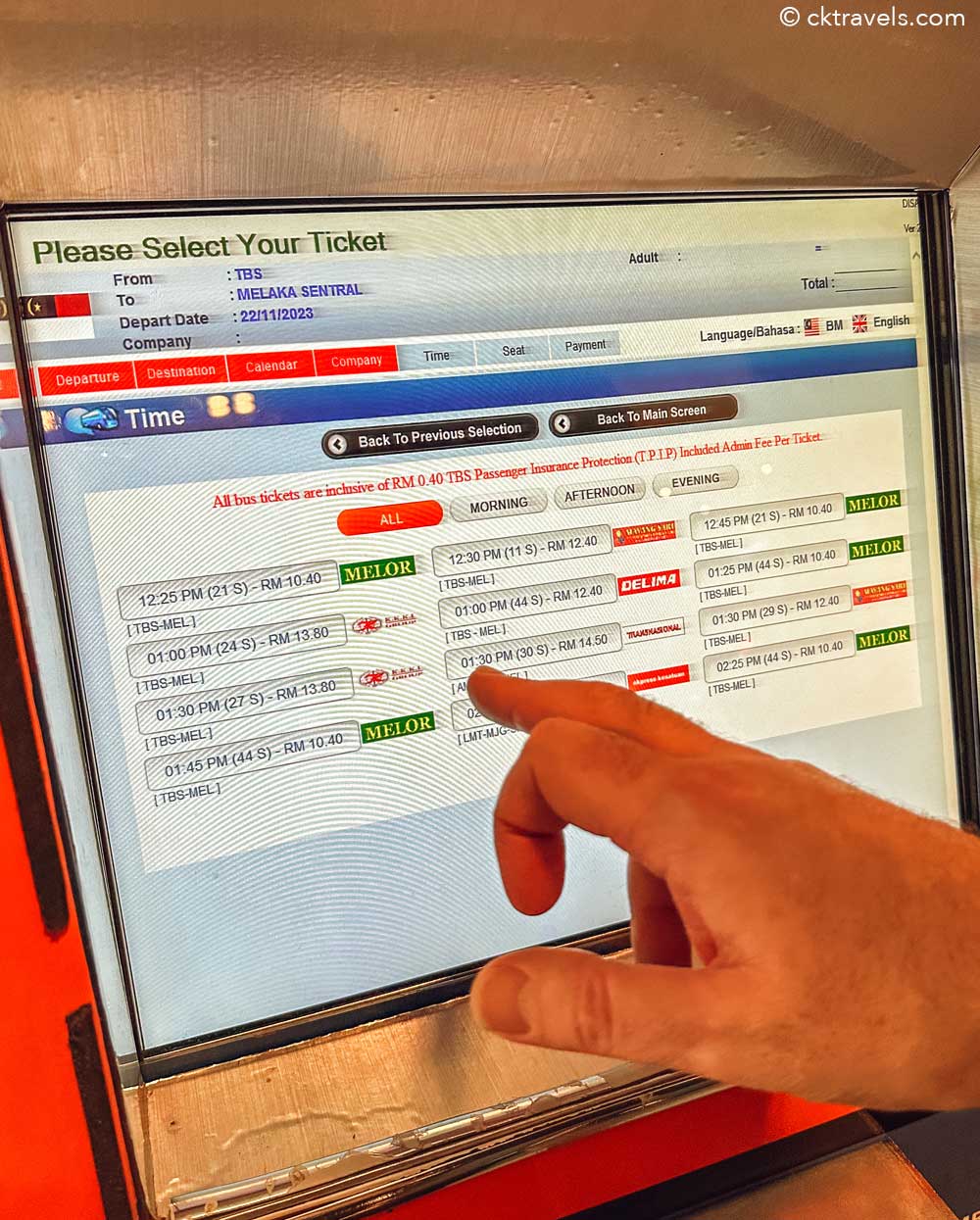 Kuala Lumpur Bus Station (Terminal Bersepadu Selatan - TBS) ticket machines
