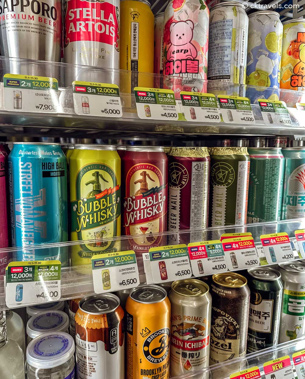 beers from CU convenience stores in South Korea