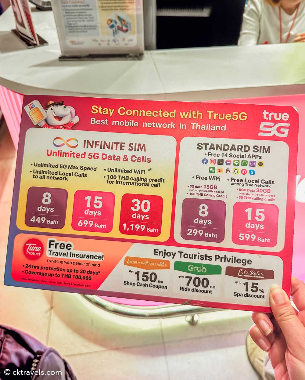 true 5g sim card prices Bangkok Suvarnabhumi Airport