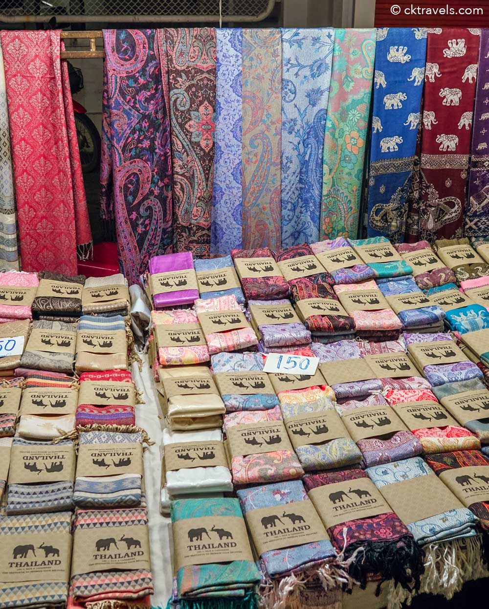 Silk scarves at Chiang Mai Saturday Night Walking Market (Wua Lai)