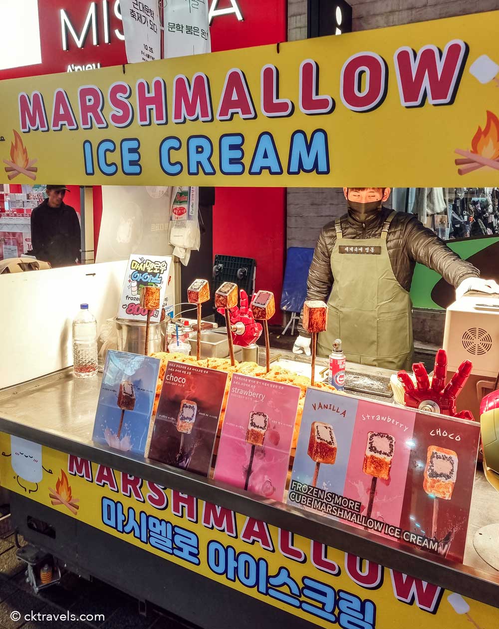 Marshmallow ice-cream Korea night market seoul