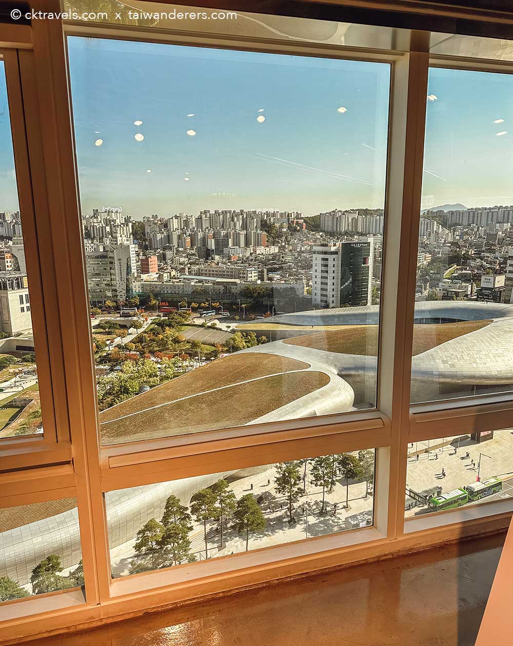 13th floorof Doota mall for awesome views of the Dongdaemun Design Plaza.
